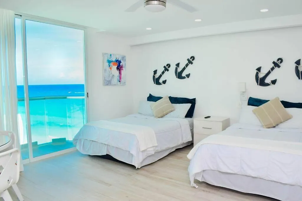 Daire Lovely Studio At The Beach, Stunning Ocean View #1209 Cancun